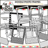 Fun Black and White Doodle Photo Frames Clip Art Set!