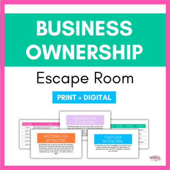 Preview of Fun Business Ownership Escape Room Activity