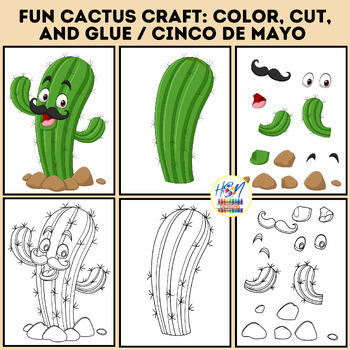 Preview of Fun Cactus Craft: Color, Cut, and Glue / Cinco de Mayo