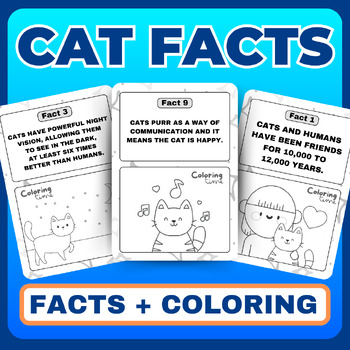 Preview of Fun Cat Facts For Kids (with Coloring Pages) - Coloring Book Worksheet & Posters