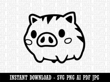 Fun Chibi Wild Boar Pig Swine Clipart Instant Digital Download by Sniggle  Sloth