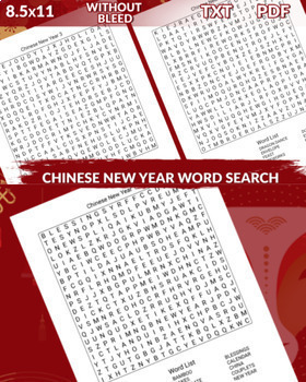Preview of Fun Chinese New Year Word Search Puzzles with answers | 330 vocabulary words