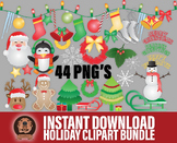 Santa's Digital Christmas Clipart Bundle - 44 Png Holiday 