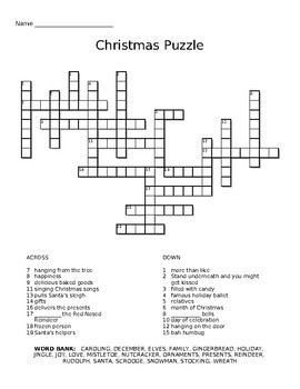 Fun Christmas Crossword With Answer Sheet By Ben S Educational Resources