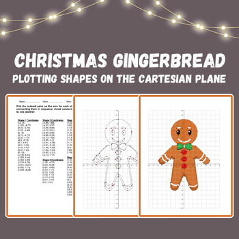 Preview of Fun Christmas GingerBread Math Plotting Shapes on the Cartesian Plane - No Prep