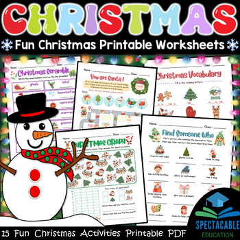 Fun Christmas Printable Worksheets by Spectacable Education | TPT