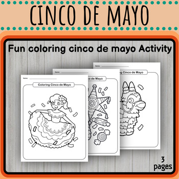Preview of Fun Cinco de Mayo coloring activity | 3 amazing pages to color