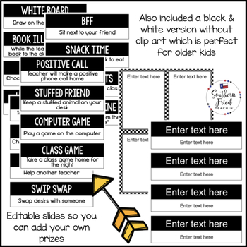 Fun Classroom Prizes & Rewards - EDITABLE by Southern Fried Teachin