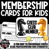 Fun Club Membership Cards for Students - CHESS CLUB - read