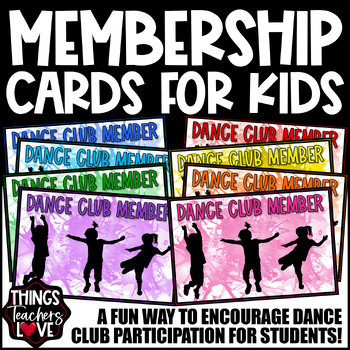 Preview of Fun Club Membership Cards for Students - DANCE CLUB - ready to print & go!