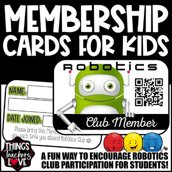 Preview of Fun Club Membership Cards for Students - ROBOTICS CLUB - ready to print & go!