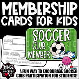 Fun Club Membership Cards for Students - SOCCER CLUB - rea