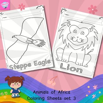 Preview of Coloring Pages Animals in Africa Set 3, Worksheet