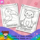 Coloring Pages of South American Animals Set 2- Work Sheets