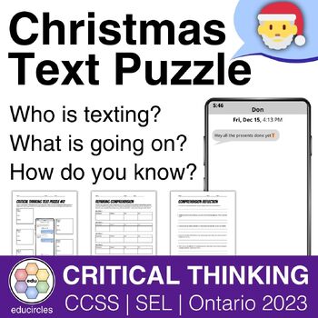 Preview of Fun Christmas Text Mystery! Critical Thinking Text Puzzle #2 | Digital Literacy