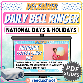 Preview of Fun December Bell Ringer: National Days and Holidays PDF Slides