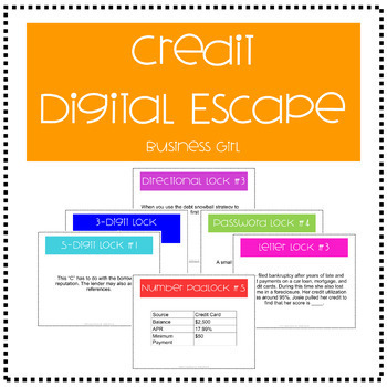 Preview of Fun Digital Credit Escape Room Activity