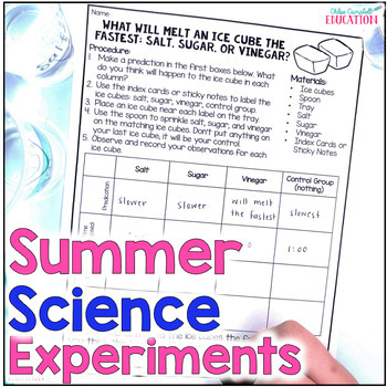 Preview of Summer STEM Easy Science Experiments - End of the Year Science Activities