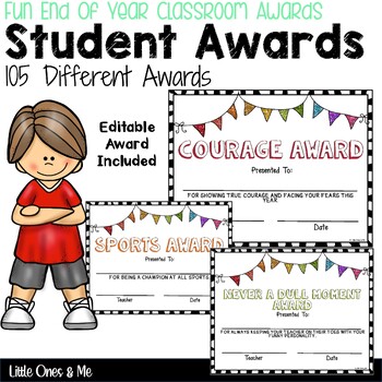 Preview of Fun End Of Year Student Classroom Awards Editable