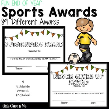 Preview of Fun End Of Year Sports Physical Education Awards Editable
