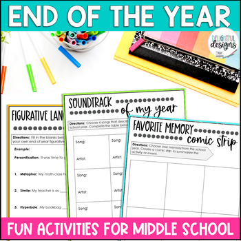 Preview of Fun End of Year Activities for Middle School | Last Day of School Activities