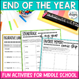 Fun End of Year Activities for Middle School | Last Day of