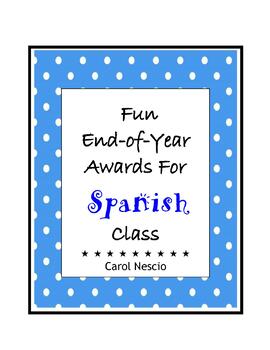 Preview of Fun End-of-Year Awards For Spanish Class