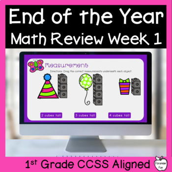 Preview of Fun End of Year Math Activities - 1st Grade Daily Math Review for Google Slides 