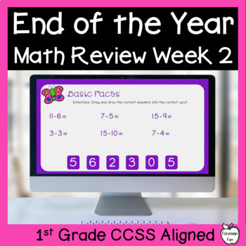 Preview of Fun End of Year Math Activities - 1st Grade Math Review Daily Math Google Slides