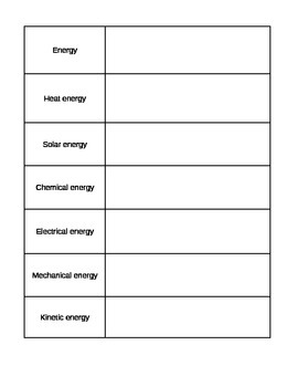 Preview of Fun Energy Vocabulary