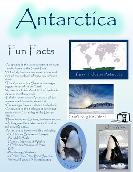 Preview of Fun Fact Sheet Antarctica