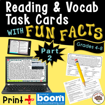 Preview of Fun Fact Task Cards Reading & Vocab BUNDLE (Print + Boom Cards) Part 2