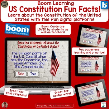 Preview of Fun Facts Learn About the U.S. Constitution Boom Learning Digital Task Cards