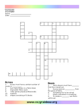 Preview of Fun Facts Crossword Puzzle Active Listening Comprehension Podcast Tetris