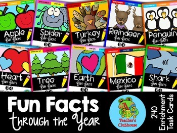 Preview of Fun Facts: Through the Year {Self-Checking Task Cards}