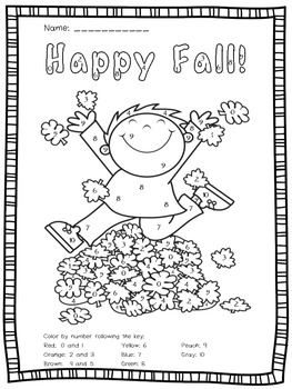 Fun Fall Color by Number by The Busy Class | Teachers Pay Teachers