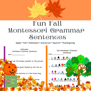 Preview of Fun Fall Montessori Grammar Sentences
