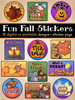 Preview of Fun Fall Stickers - Digital Reward Stickers for Autumn and Halloween