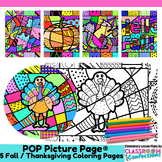 Fun Fall & Thanksgiving Coloring Pages BUNDLE Fall Pop Art
