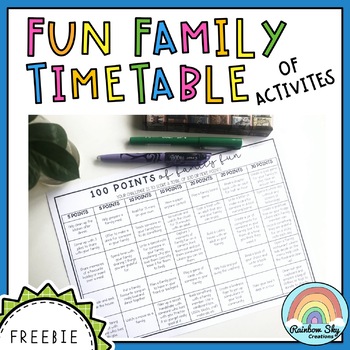 Preview of Fun Family Timetable of Activities:( Free, Distance Learning, Homework Idea)