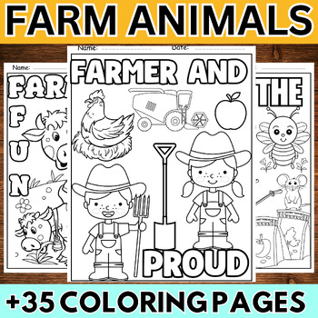 Preview of Farm Animals Coloring Pages Activities - Fun Farmer Unit, Cow, Horse