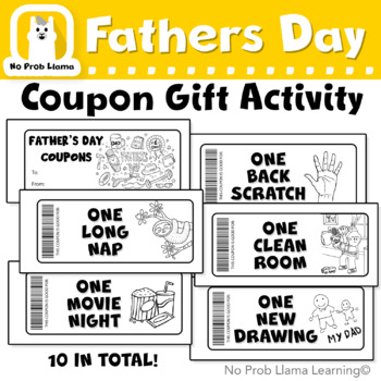 Preview of Fun Fathers Day Coupon Book Keepsake Gift, Easy Coloring, Customizable