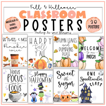 Preview of Fun, Festive, & Spooky Cute Fall and Halloween Quotes Classroom Posters & Décor
