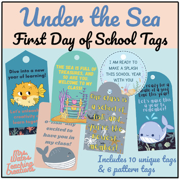 Preview of First Day of School Gift Tags for Students & Under the Sea Printables