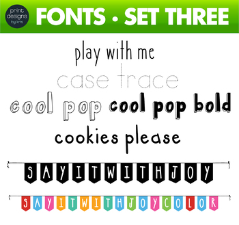 Preview of Fun Fonts - Handwriting Fonts - Color Fonts - SET THREE