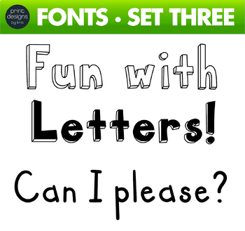 Fun Fonts - Handwriting Fonts - Color Fonts - SET THREE