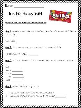 Fun Fraction Skittle Activity by mnfruth | Teachers Pay Teachers