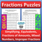 Fun Fractions Practice Review Puzzles Math Worksheets 4th 