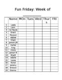 Fun Friday Behavior Tracker
