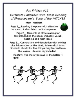 Preview of Fun Fridays #11: Celebrate Halloween with Close Reading